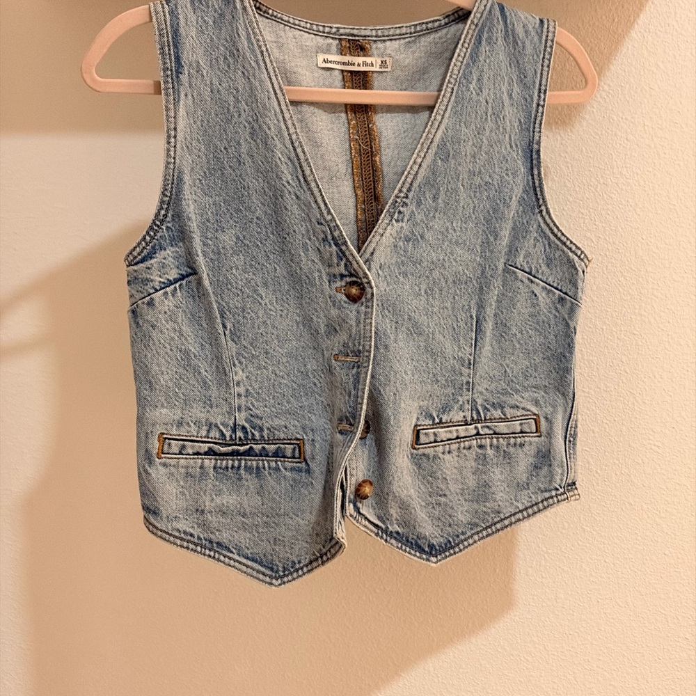 Abercrombie & Fitch Light Blue Denim Vest